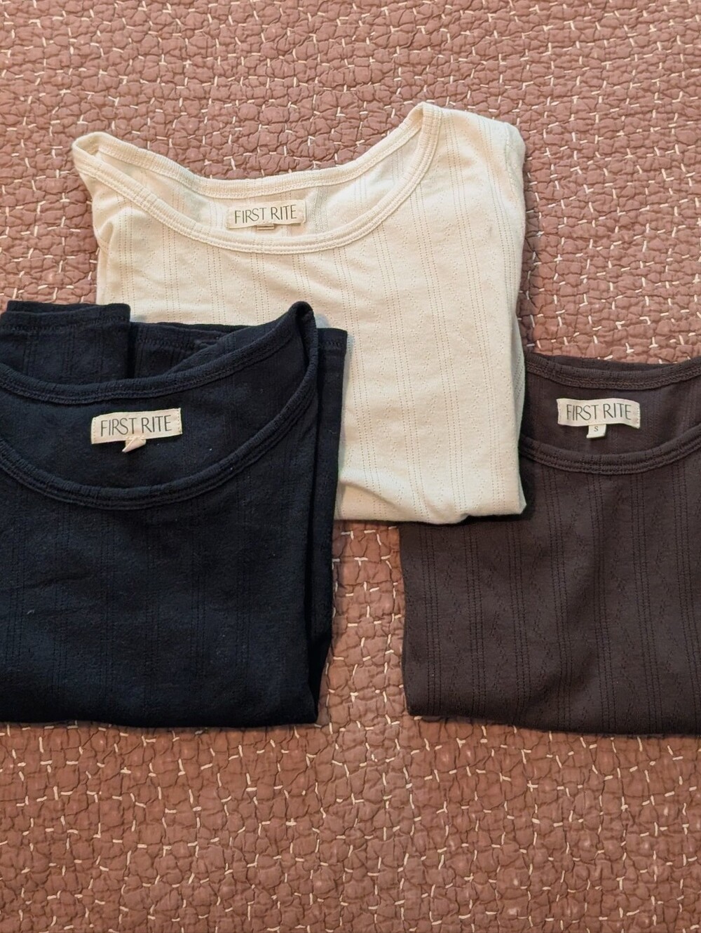 First Rite Pointelle Crop Tee in Walnut - Picture 3 of 3